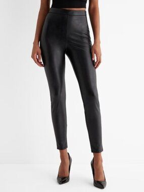Express High Rise Faux Leather Leggings Black Size M